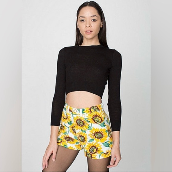 American Apparel Sunflower Printed High Rise Denim Jean Shorts Women’s 28/29 - Picture 1 of 9